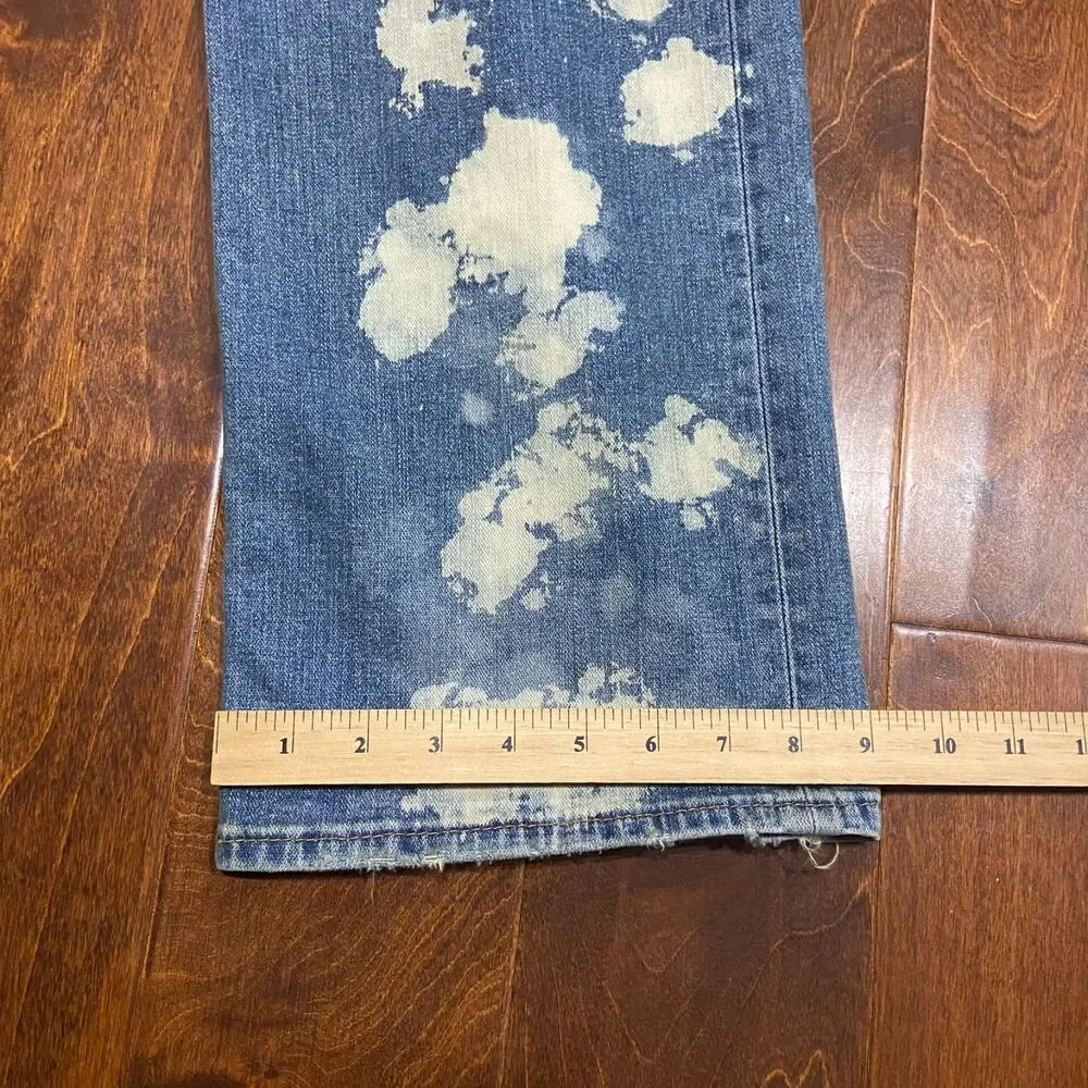 True Religion Straight Leg Bleached Distressed Denim Blue Jeans Men's Size 40